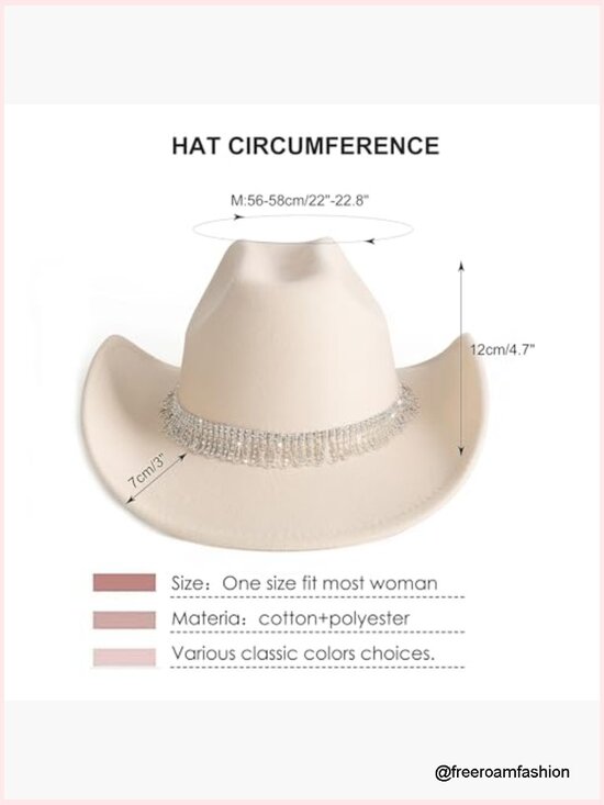 Wide Brim Rhinestone Cowboy Hat Party Cap